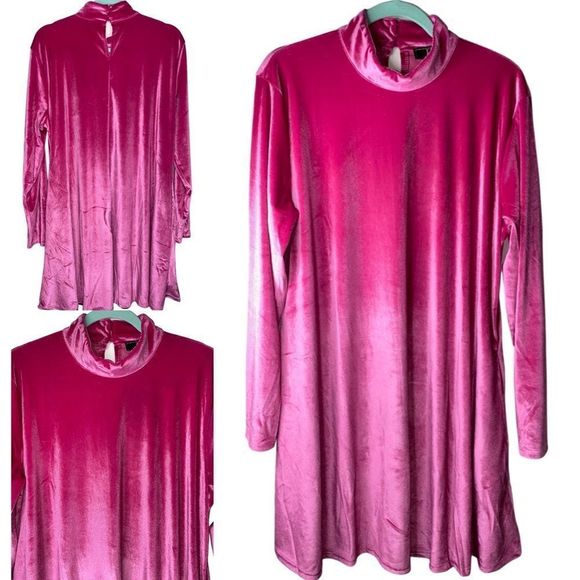 Last One! Pink Velvet Dress 3X Plus Size - Picture 2 of 3